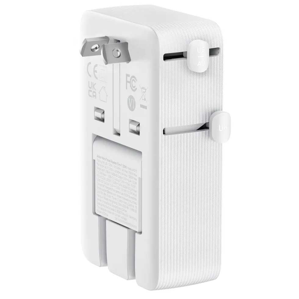 Anker Nano Travel Adapter 5-i-1-reiseadapter (20 W) Hvit