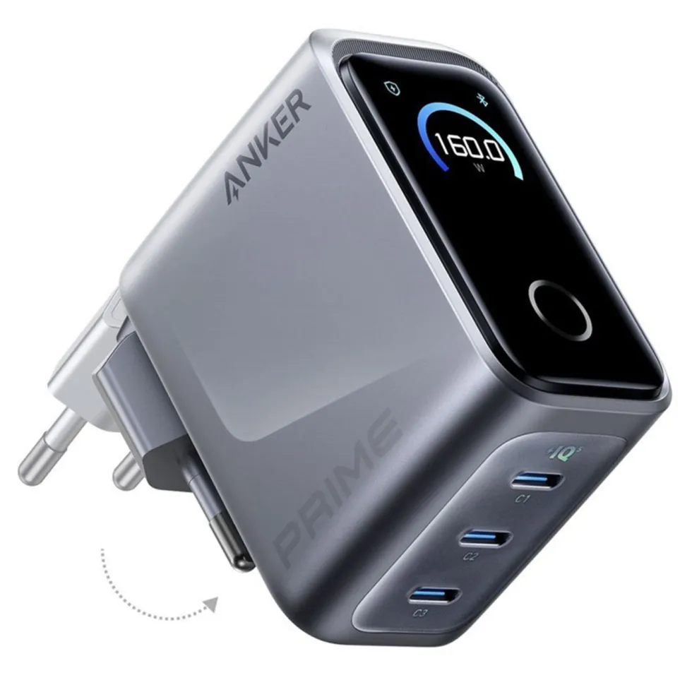 Anker Prime Charger 160 W – USB-C-lader med 3 porter og display