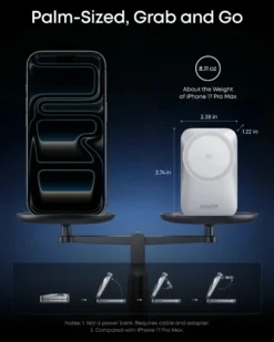 Anker Prime Foldable trådløs ladestasjon 3-i-1 MagGo Sølv