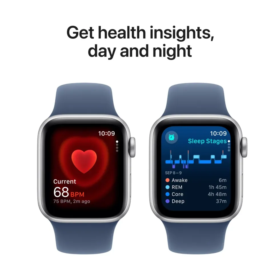 Apple Watch SE GPS 40 mm Silver Case med Denim Sport band S/M