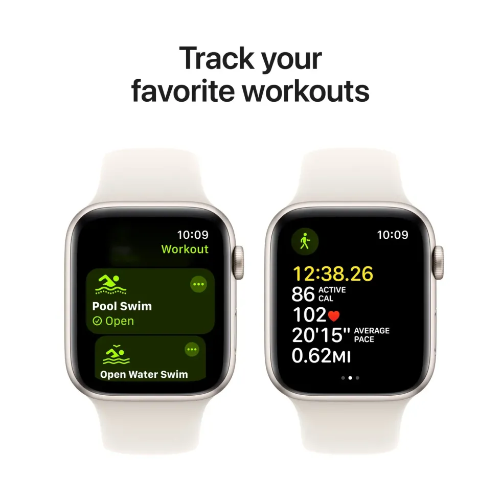 Apple Watch SE GPS 44 mm Starlight Case med Starlight Sport band M/L