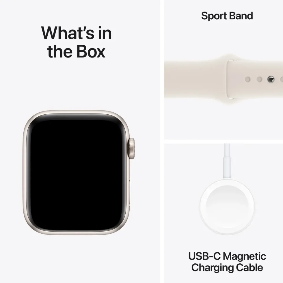 Apple Watch SE GPS 44 mm Starlight Case med Starlight Sport band M/L