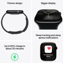 Apple Watch Series 10 GPS 46 mm Jet Black Case med Black Sport band M/L