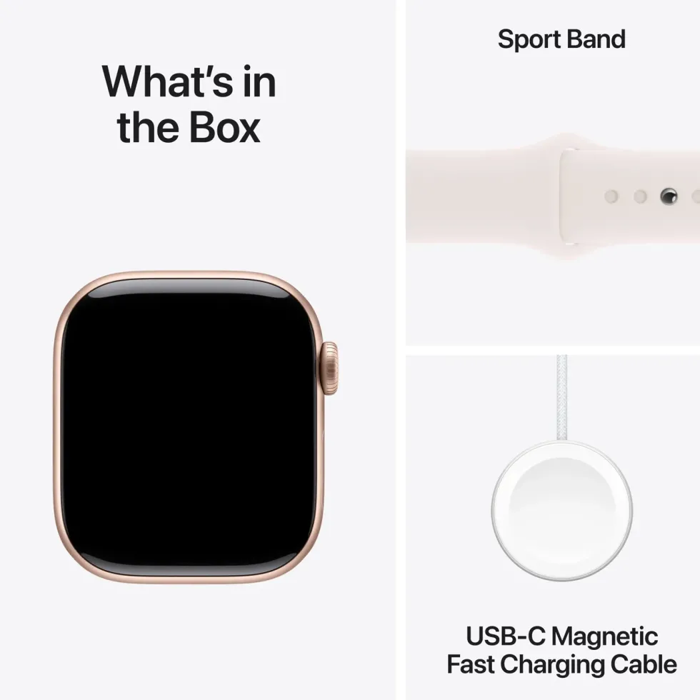 Apple Watch Series 10 GPS 42 mm Rose Gold Case med Light Blush Sport Band M/L