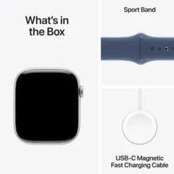 Apple Watch Series 10 GPS 46 mm Silver Case med Denim Sport band S/M