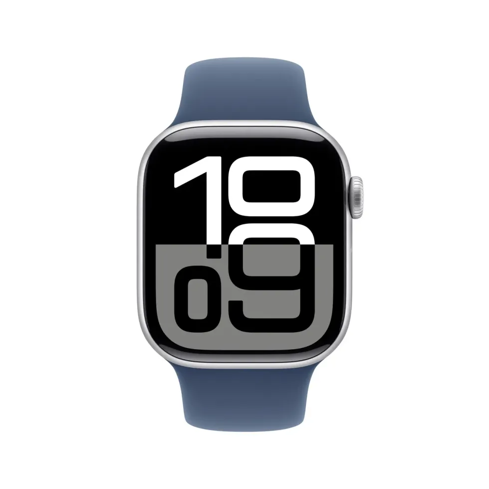 Apple Watch Series 10 GPS 42 mm Silver Case med Denim Sport Band M/L