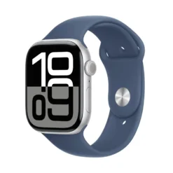 Apple Watch Series 10 GPS 46 mm Silver Case med Denim Sport band M/L