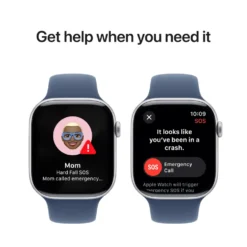 Apple Watch Series 10 GPS 46 mm Silver Case med Denim Sport band M/L