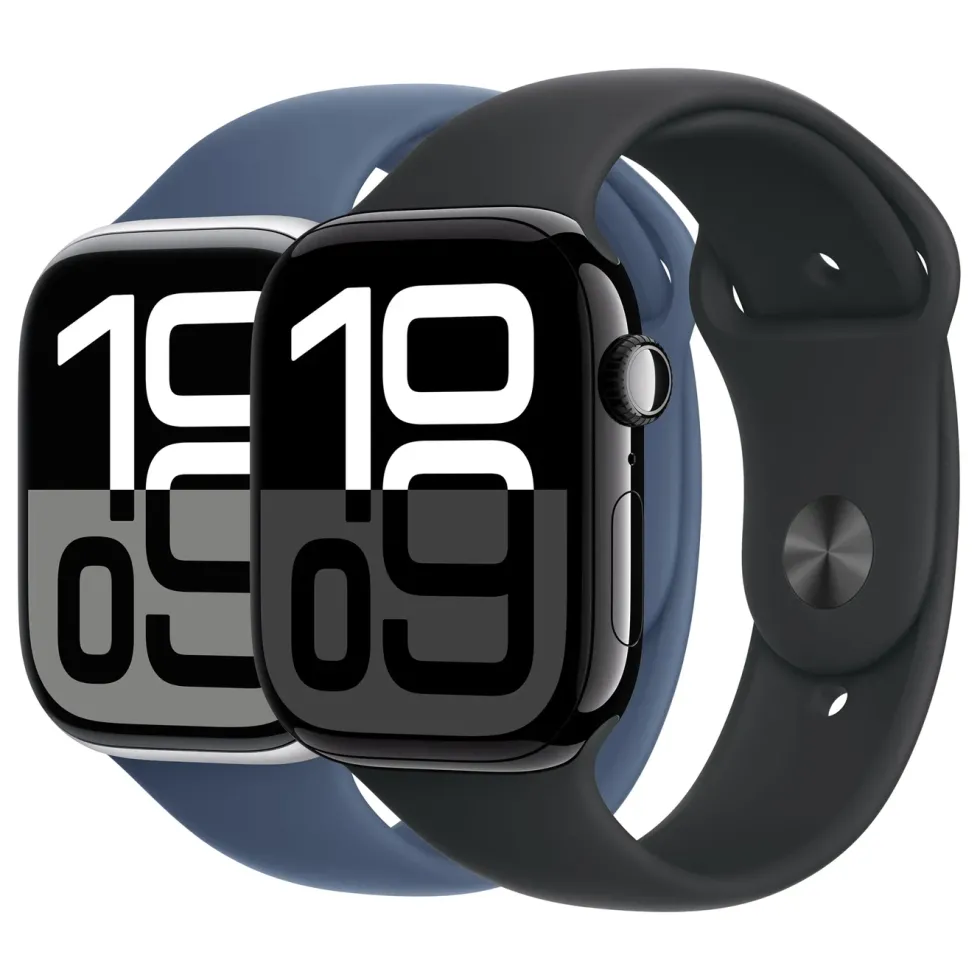 Apple Watch Series 10 GPS 46 mm Silver Case med Denim Sport band M/L