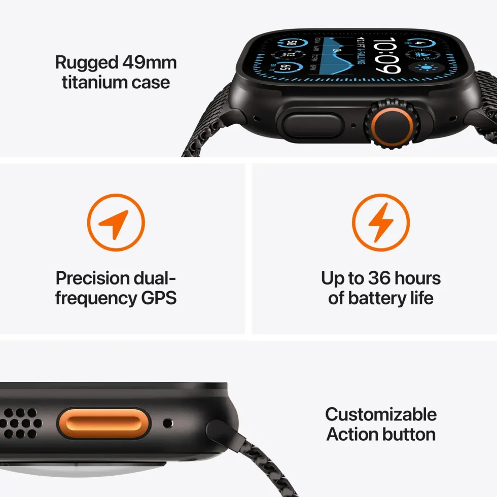 Apple Watch Ultra 2 GPS + Cellular Natural Titanium Case med Navy Ocean band