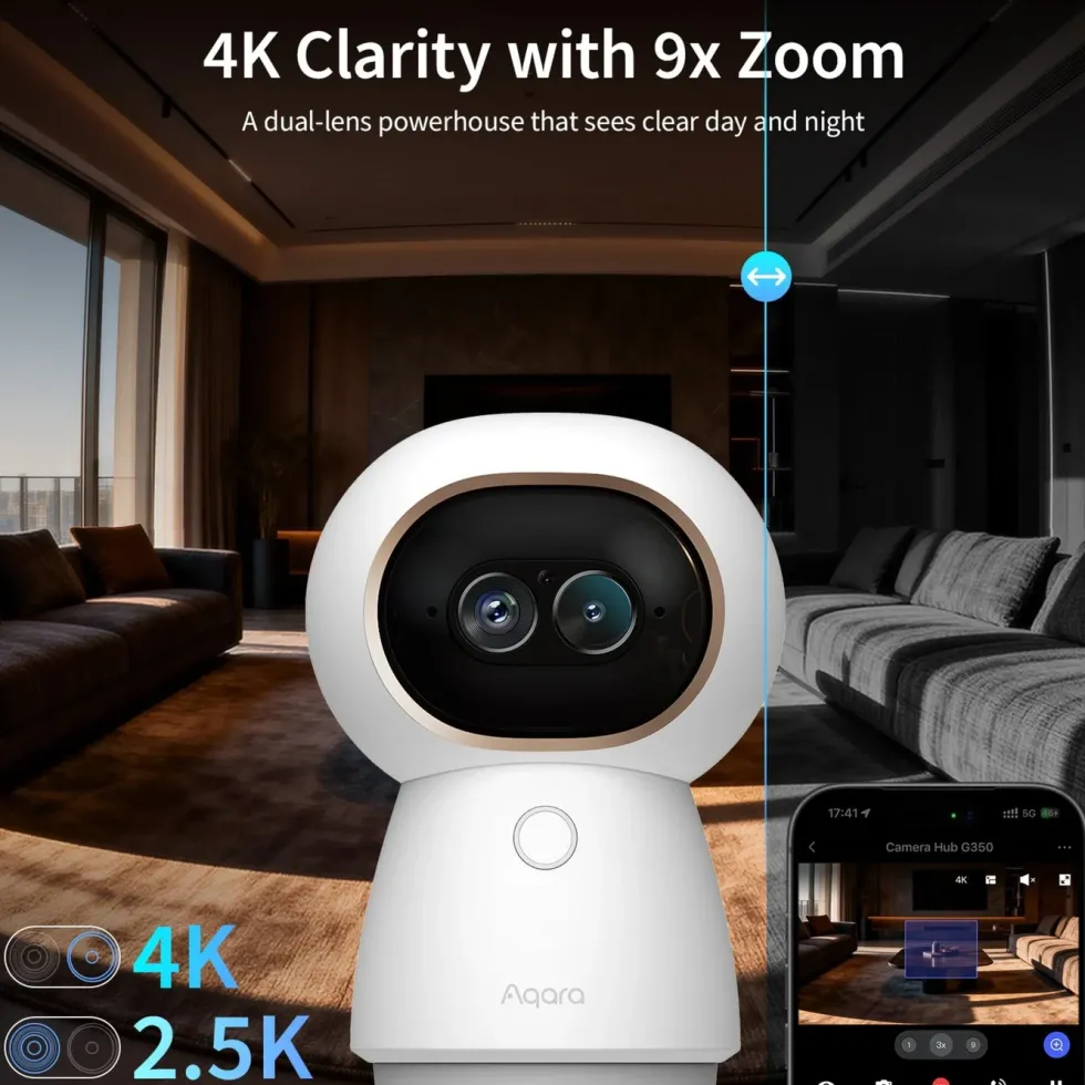 Aqara Camera Hub G350 4K overvåkningskamera og Matter-hub Hvit