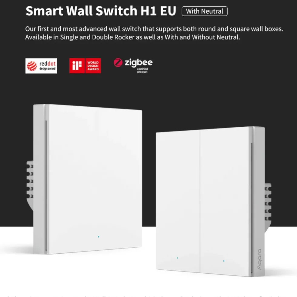 Aqara Smart Wall Switch H1 Singel med nøytralleder