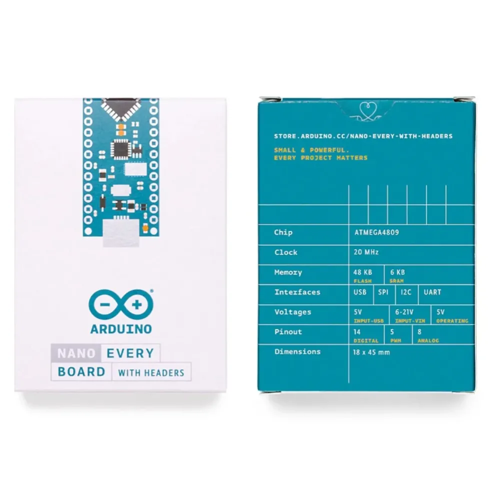 Arduino Nano Every utviklingskort Med pinhoder