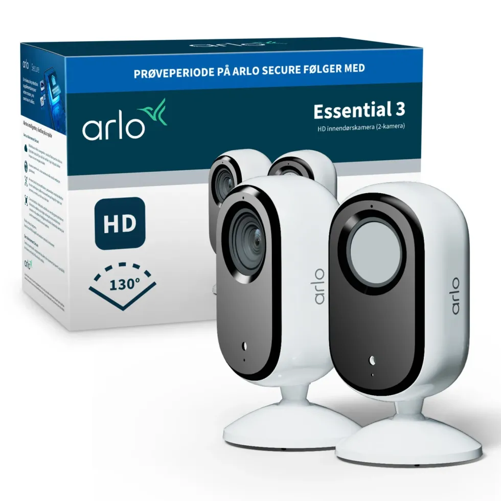 Arlo Essential 3 HD PTZ – Overvåkingskamera innendørs 2-pk.