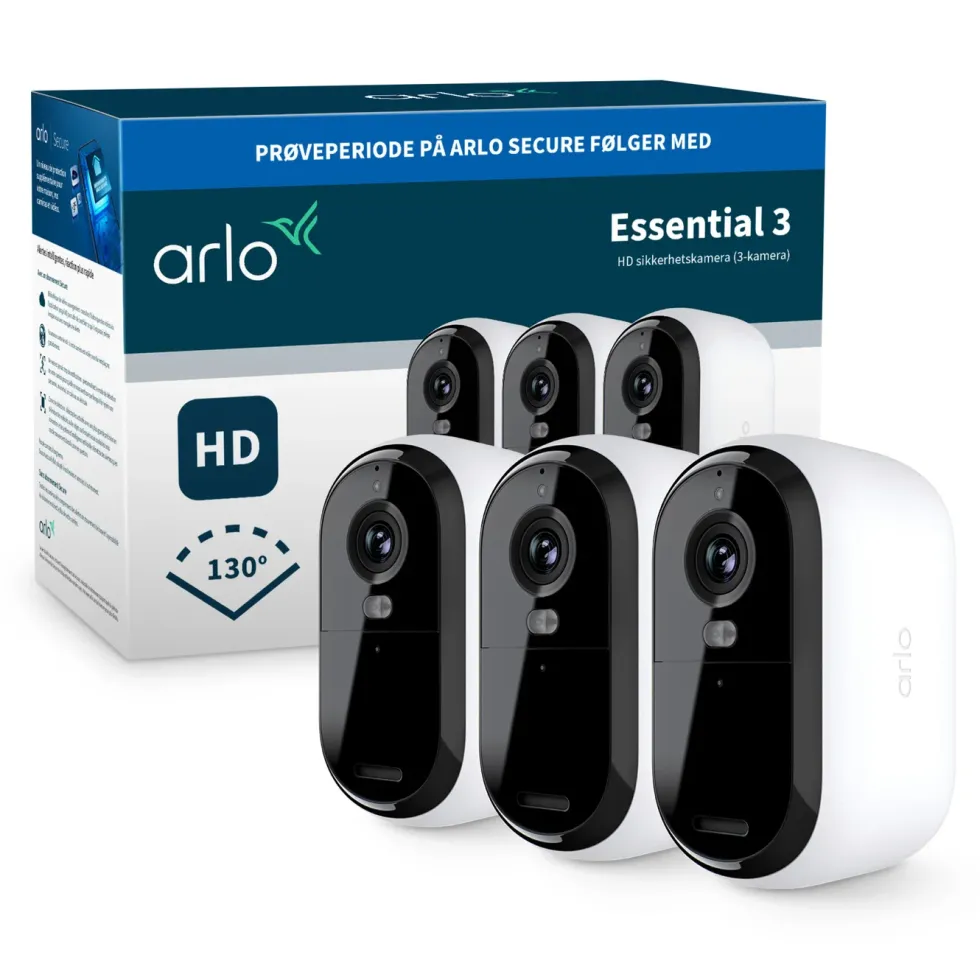 Arlo Essential 3 HD – Trådløst overvåkingskamera 3-pk.