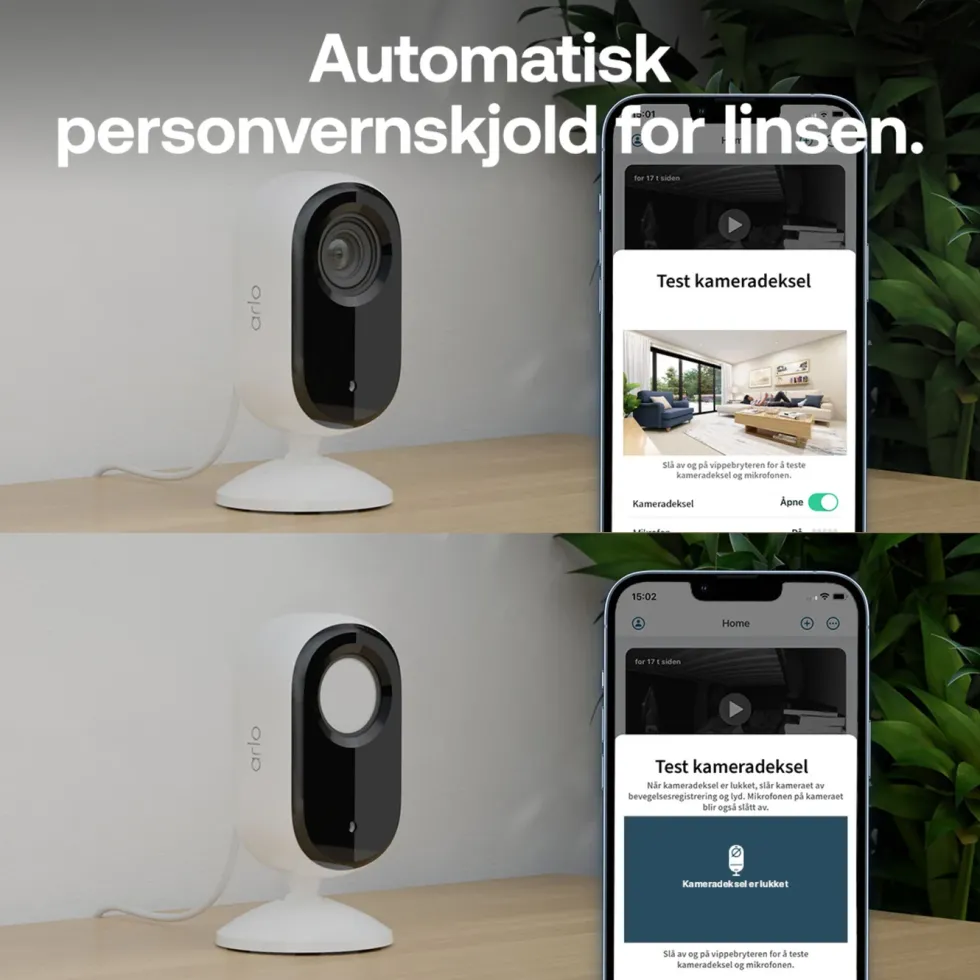 Arlo Essential 3 2K – Overvåkingskamera innendørs 2-pk.