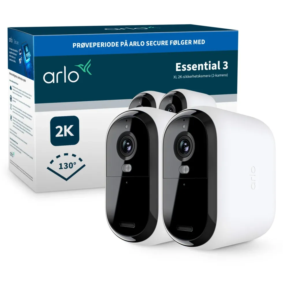 Arlo Essential 3 XL 2K – Trådløst overvåkingskamera 2-pk.