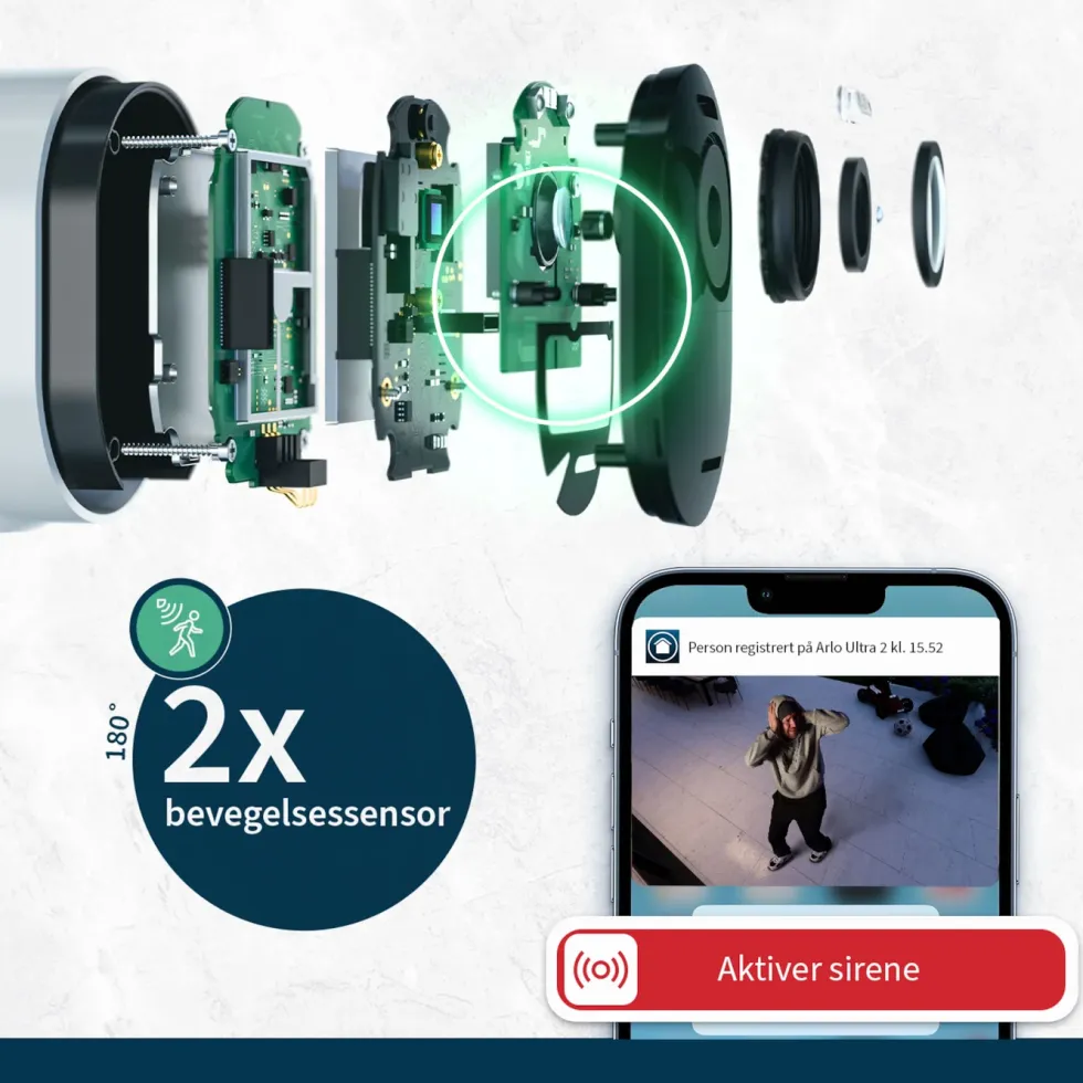 Arlo Ultra 2 Spotlight – Trådløst overvåkingskamera 2-pk. Svart
