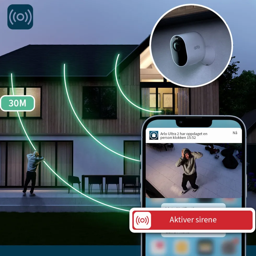 Arlo Ultra 2 Spotlight – Trådløst overvåkingskamera 3-pk.