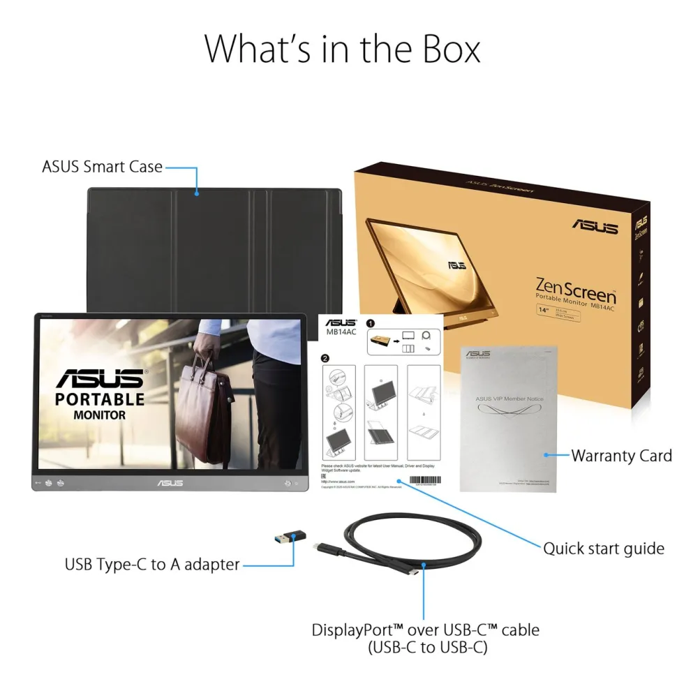 Asus ZenScreen MB14AC Portabel monitor 14" USB-A/USB-C