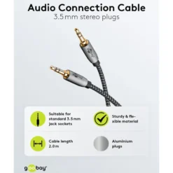 AUX-lydkabel 3,5 mm 2 m