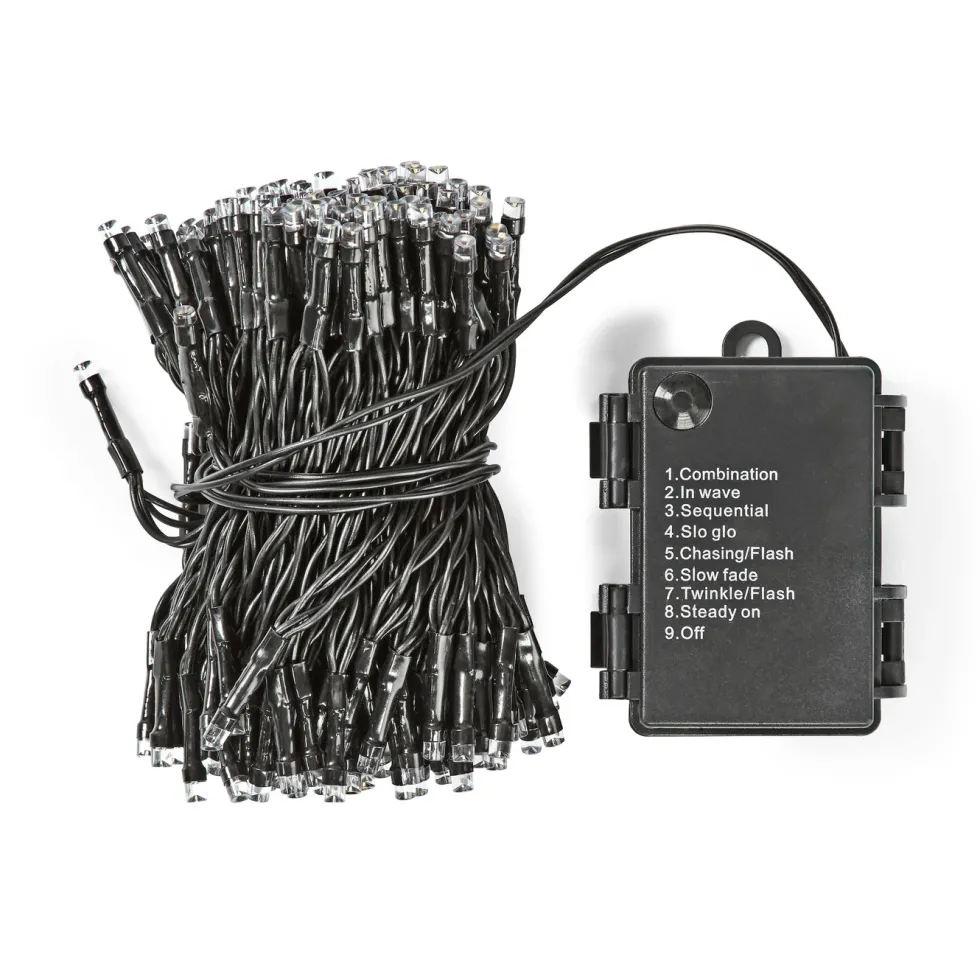 Batteridrevet dekorativ lyslenke 192 LED med lyseffekter