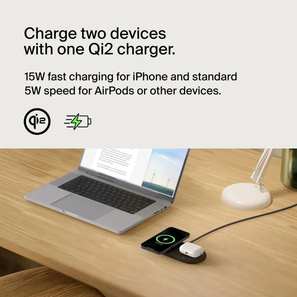 Belkin BoostCharge Pro 2-i-1 med Qi2 15 W Svart