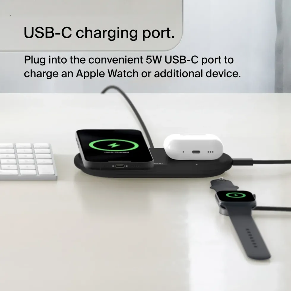 Belkin BoostCharge Pro 2-i-1 med Qi2 15 W Svart