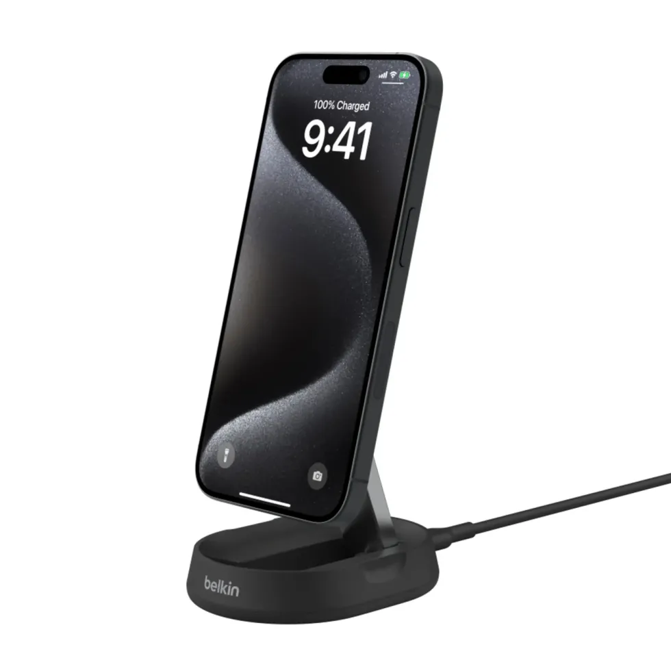 Belkin BoostCharge Pro Ladestativ med Qi2 15 W Svart
