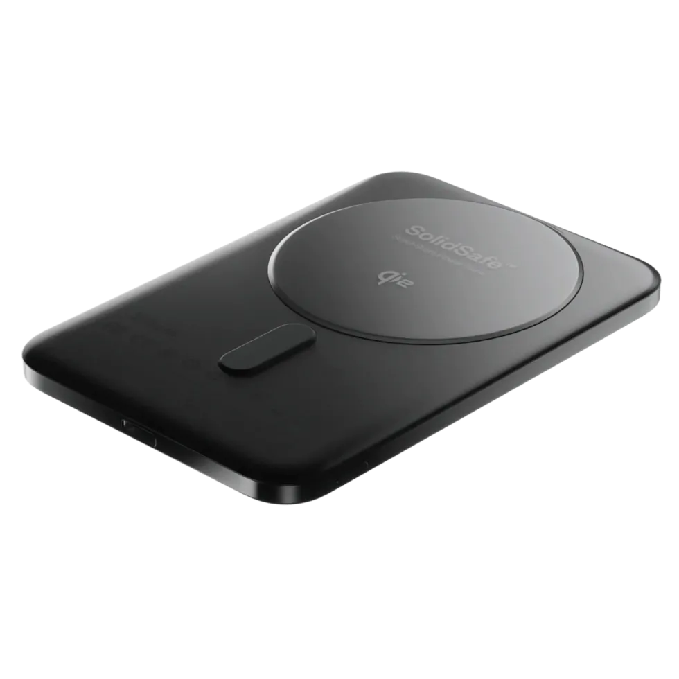 BMX Ultratynt magnetisk Qi2-powerbank 5000 mAh, semi-solid-state i titan Black