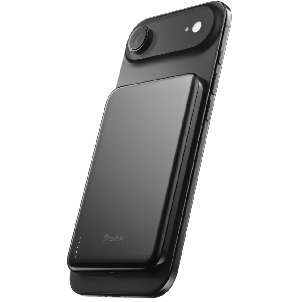 BMX Ultratynt magnetisk Qi2-powerbank 5000 mAh, semi-solid-state i titan Black