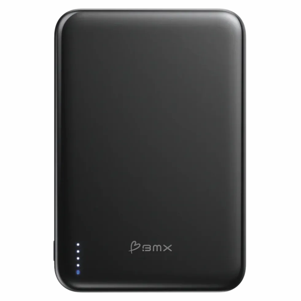 BMX Ultratynt magnetisk Qi2-powerbank 5000 mAh, semi-solid-state i titan Black