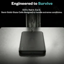 BMX Ultratynt magnetisk Qi2-powerbank 5000 mAh, semi-solid-state i titan Black