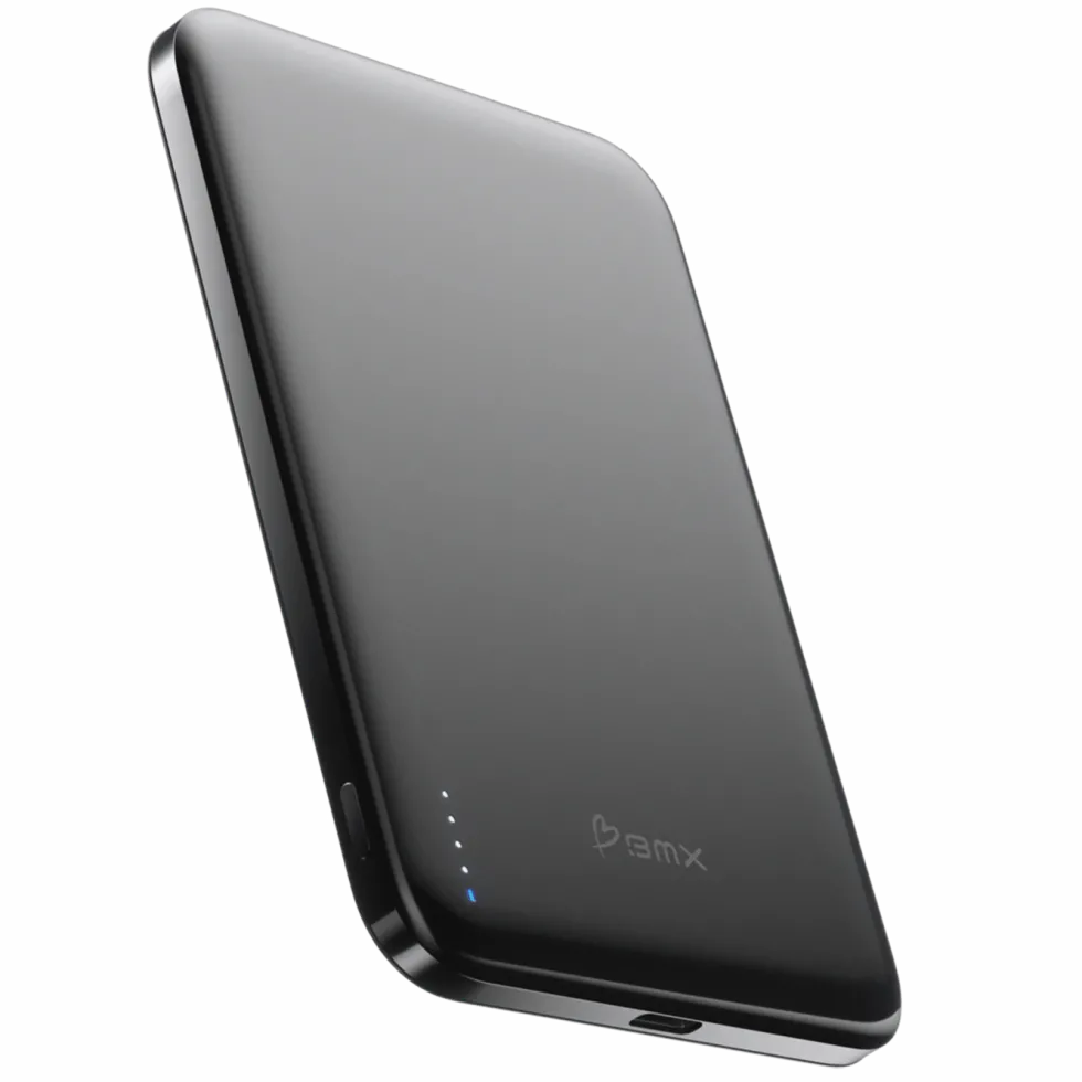 BMX Ultratynt magnetisk Qi2-powerbank 5000 mAh, semi-solid-state i titan Black