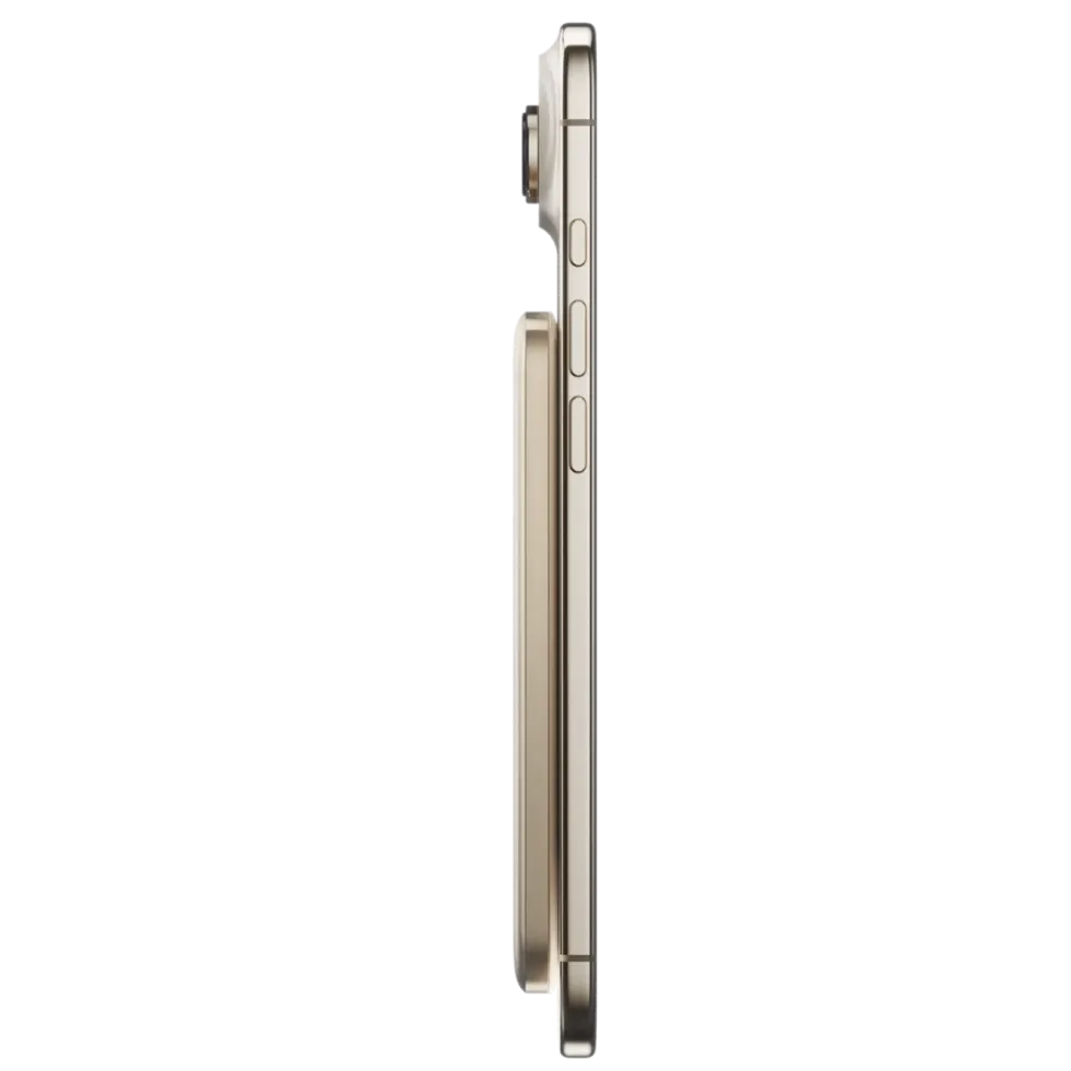 BMX Ultratynt magnetisk Qi2-powerbank 5000 mAh, semi-solid-state i titan Gold