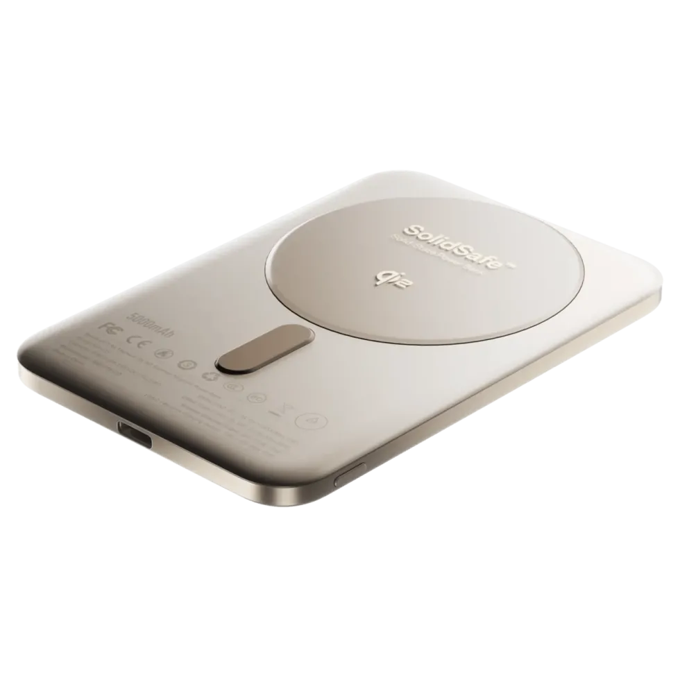 BMX Ultratynt magnetisk Qi2-powerbank 5000 mAh, semi-solid-state i titan Gold