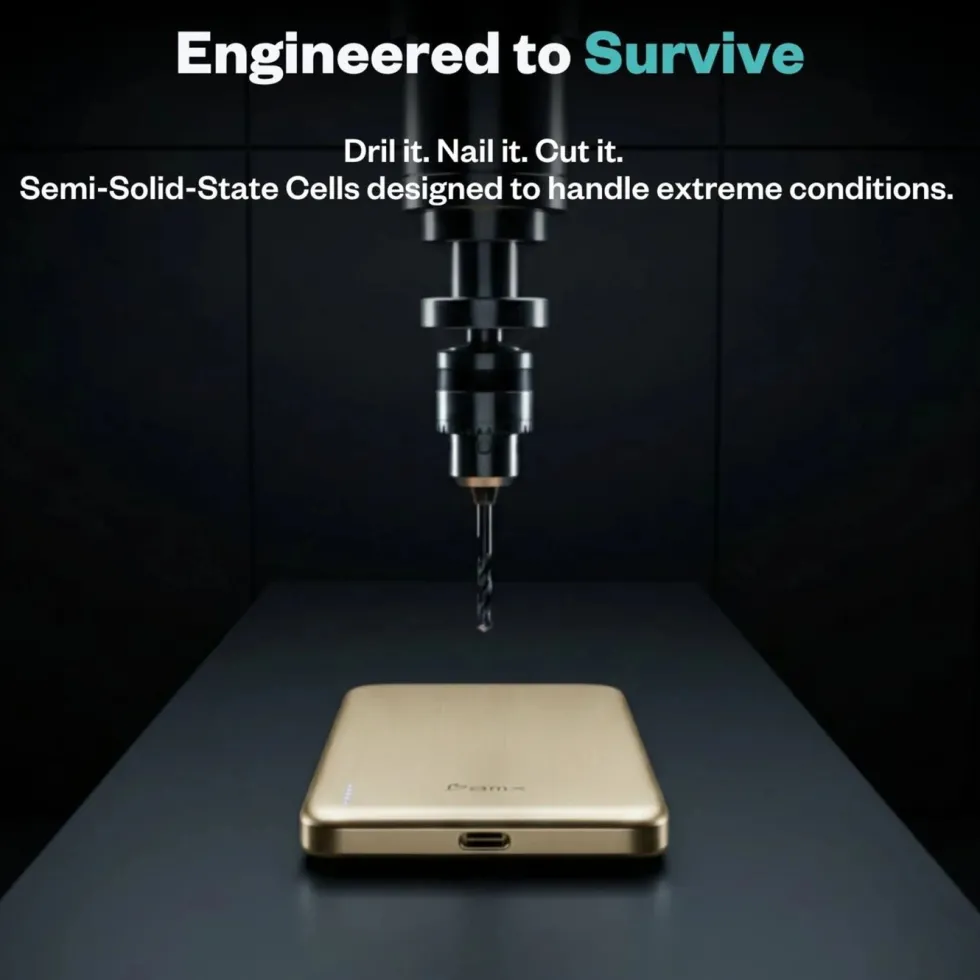 BMX Ultratynt magnetisk Qi2-powerbank 5000 mAh, semi-solid-state i titan Gold