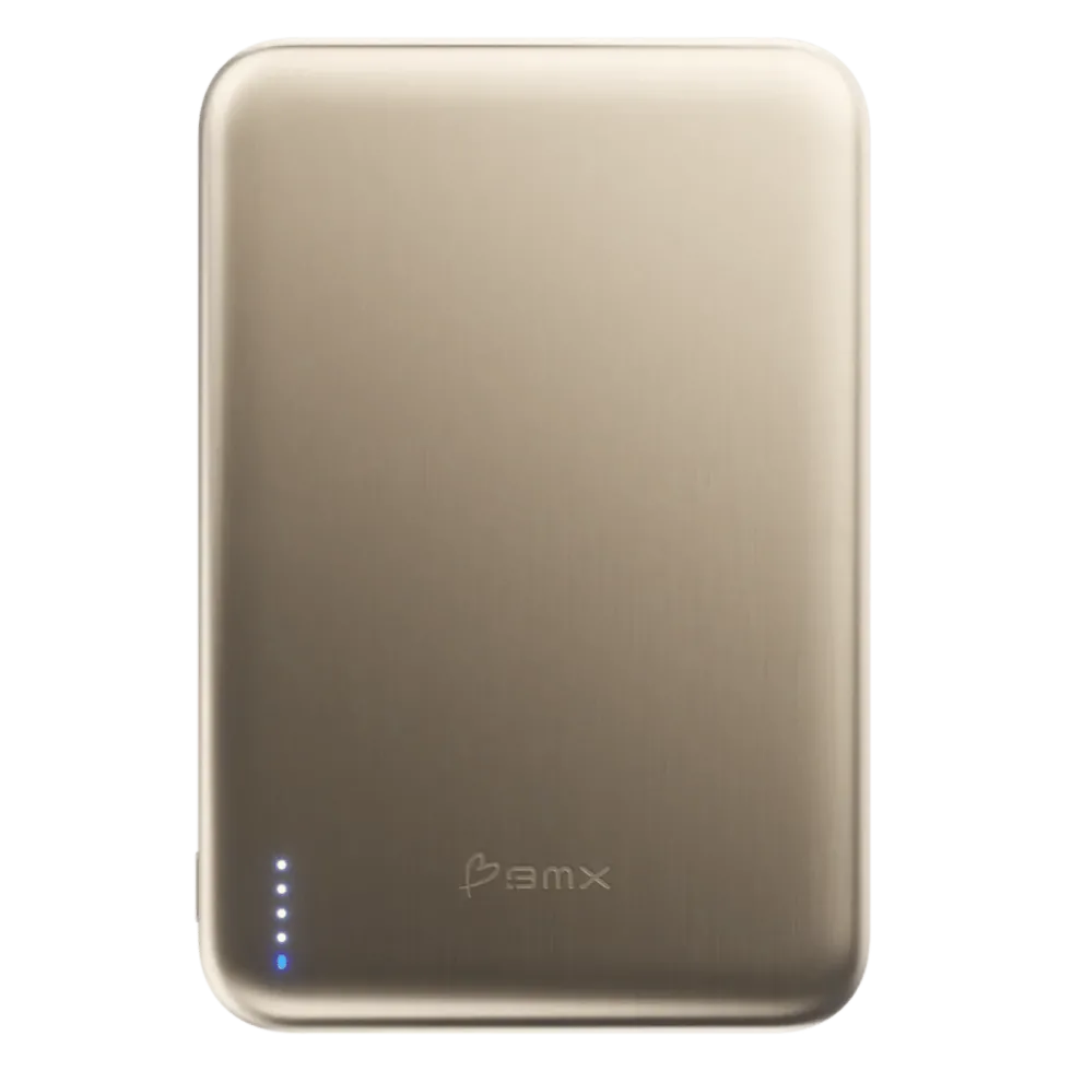 BMX Ultratynt magnetisk Qi2-powerbank 5000 mAh, semi-solid-state i titan Gold