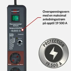 Brennenstuhl Grenuttak med energisparefunksjon 6-veis