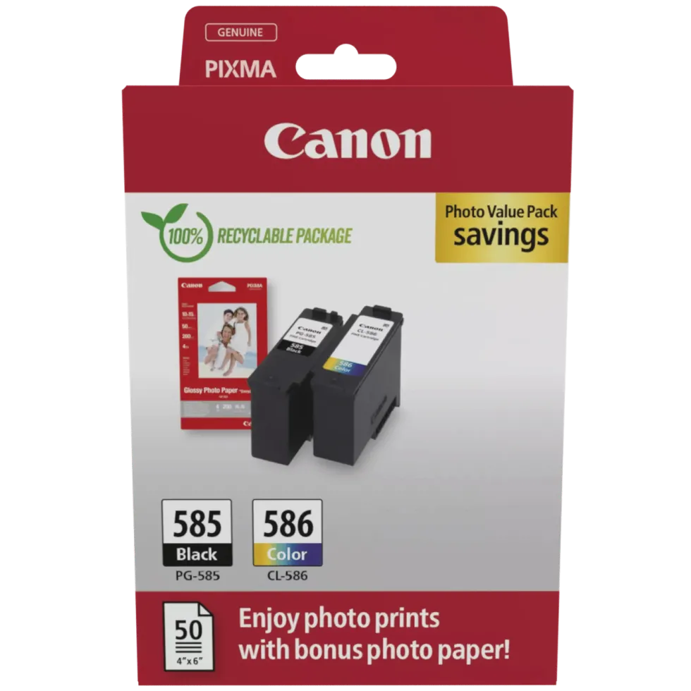 Canon PG-585/CL-586 – pakke med blekkpatroner og fotopapir