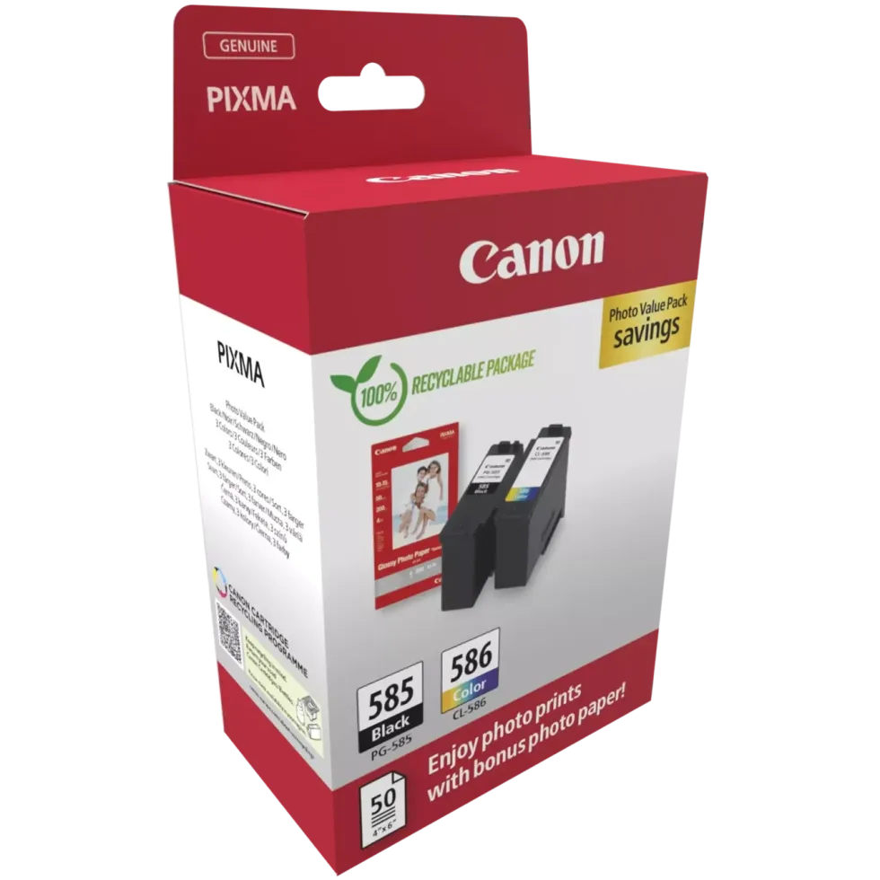 Canon PG-585/CL-586 – pakke med blekkpatroner og fotopapir