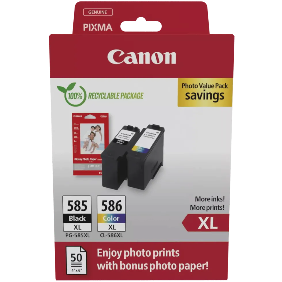 Canon PG-585XL/CL-586XL blekkpatroner med fotopapir