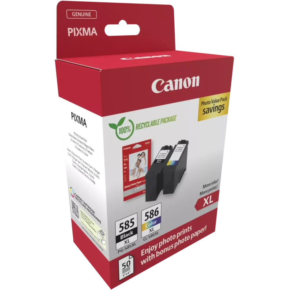Canon PG-585XL/CL-586XL blekkpatroner med fotopapir