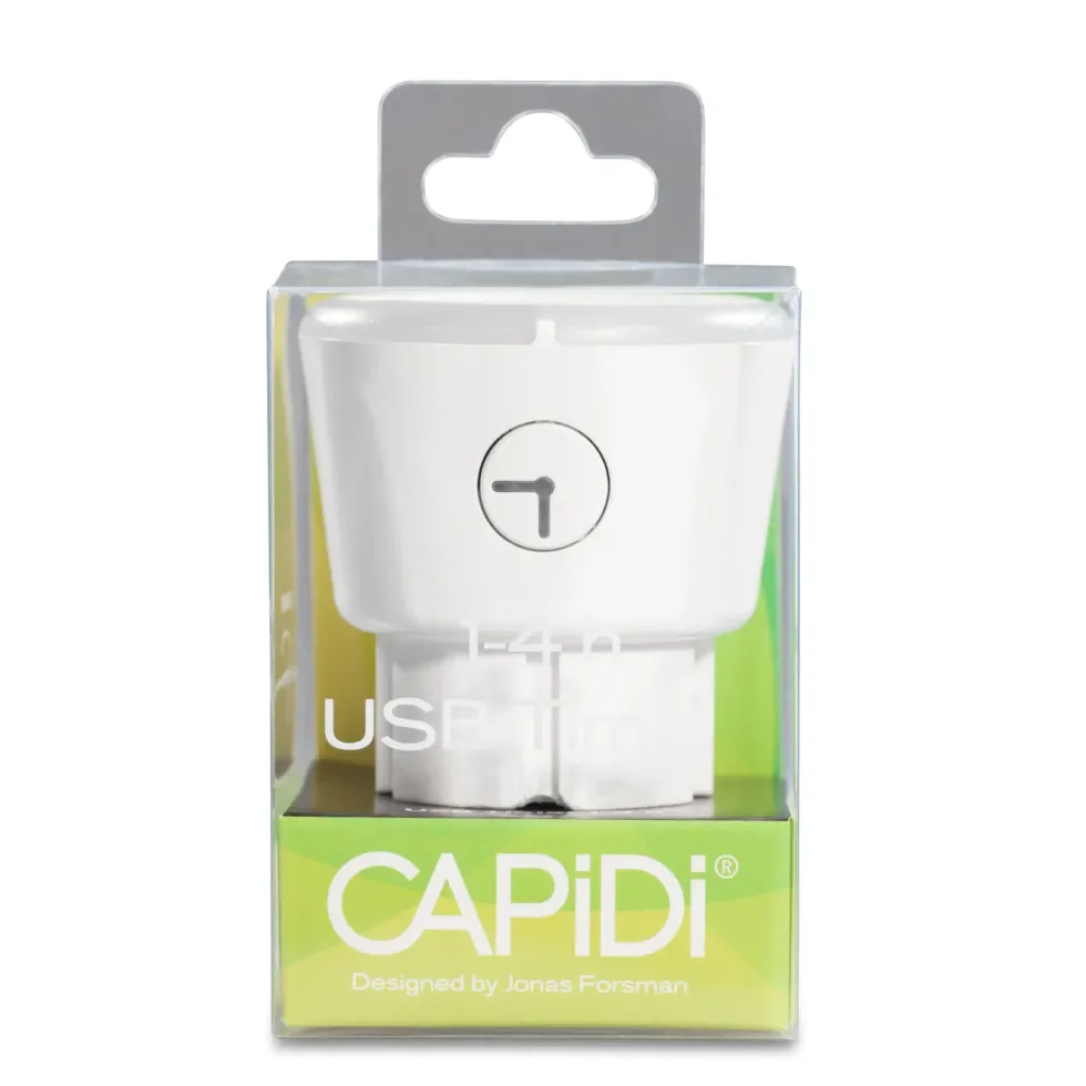 Capidi USB-sikkerhetstimer med to porter - 3,4 A Hvit