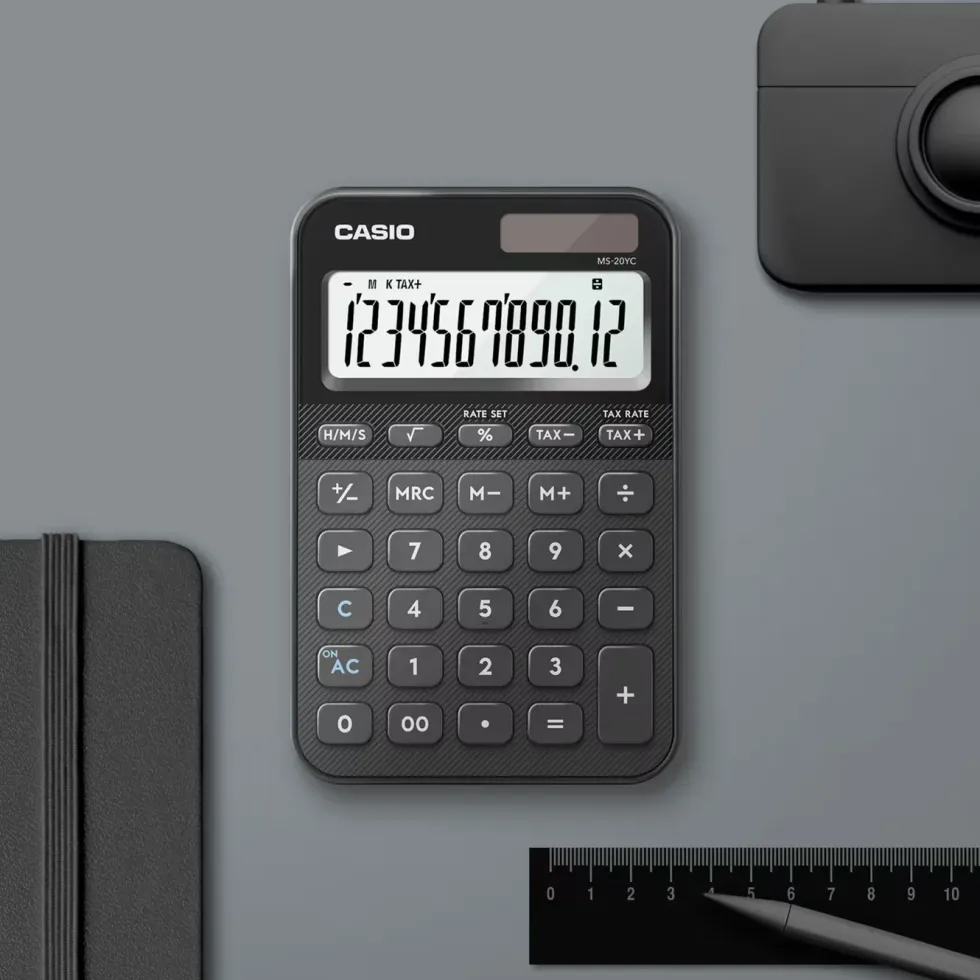 Casio MS-20YC bordskalkulator med 12 sifre Svart