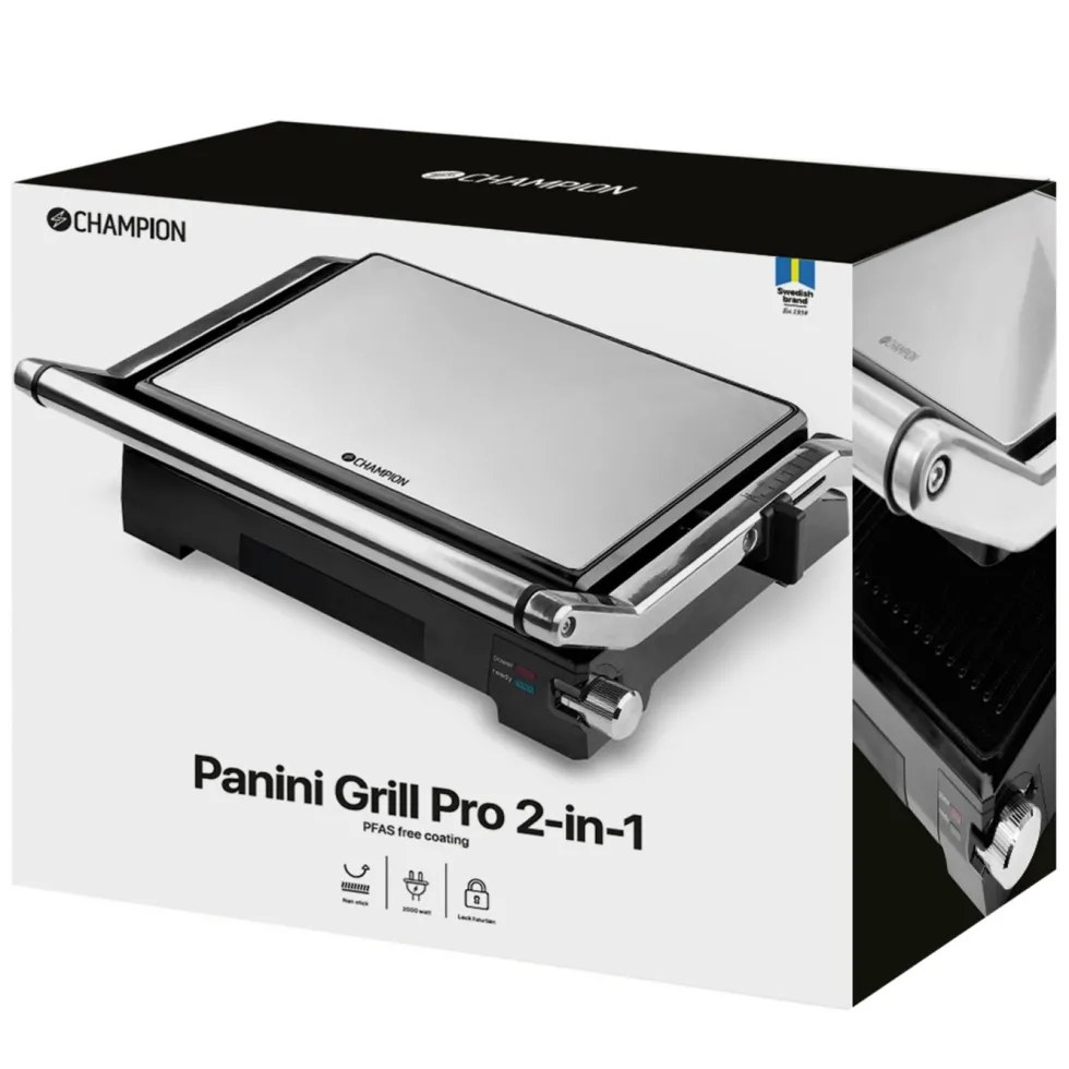 Champion Panini- og bordgrill Pro Health PG600 2-i-1
