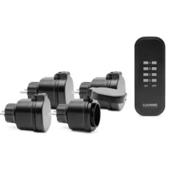 Cleverio Mini-fjernstrømbryter for utendørsbruk 3000 W 4-pk.