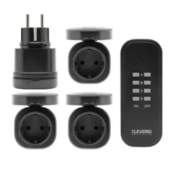 Cleverio Mini-fjernstrømbryter for utendørsbruk 3000 W 4-pk.