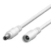 DC-forlengelseskabel 5,5x2,1 mm 3 m Hvit