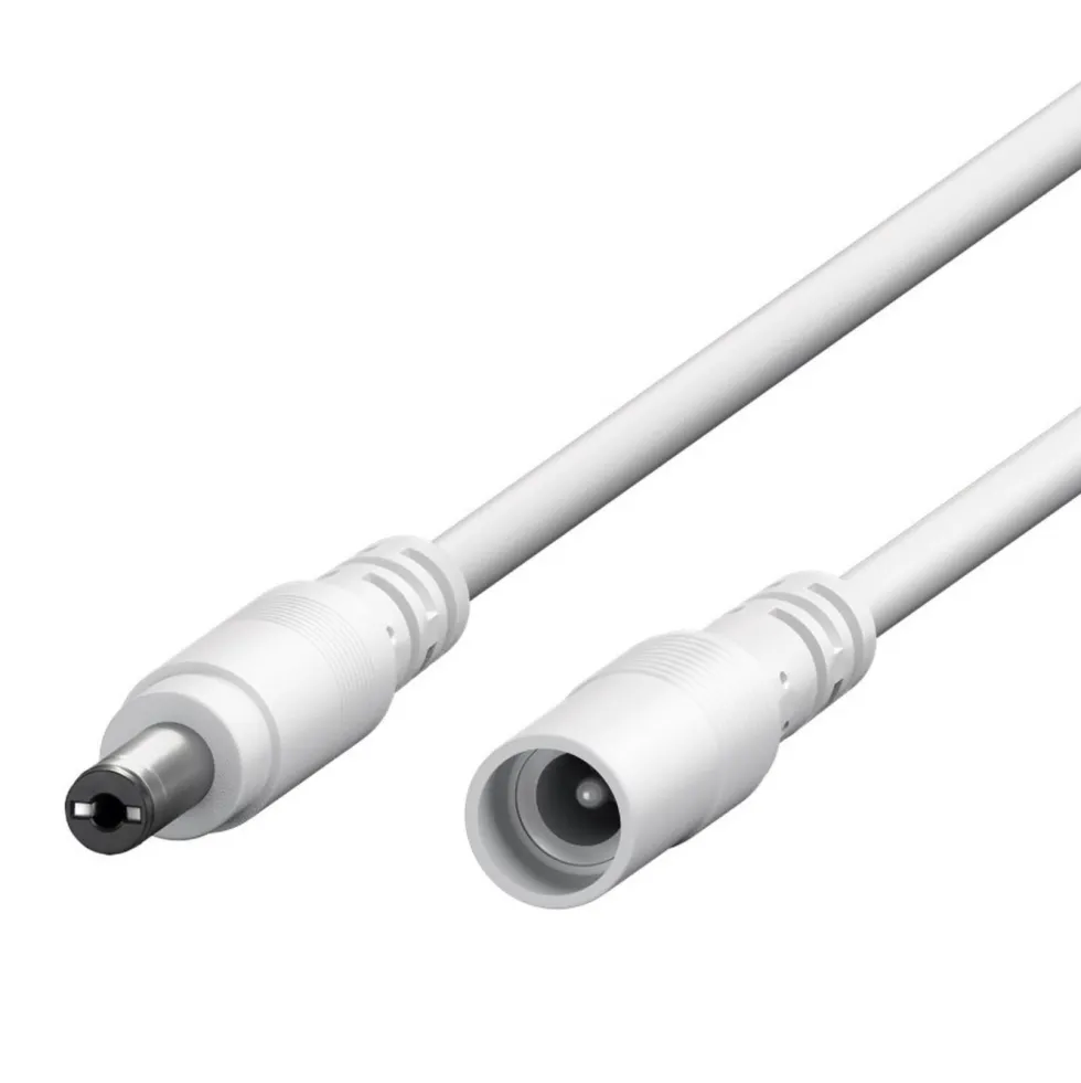 DC-forlengelseskabel 5,5x2,1 mm 3 m Hvit